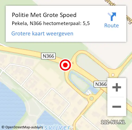 Locatie op kaart van de 112 melding: Politie Met Grote Spoed Naar Pekela, N366 hectometerpaal: 5,5 op 19 maart 2023 18:02