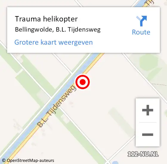 Locatie op kaart van de 112 melding: Trauma helikopter Bellingwolde, B.L. Tijdensweg op 19 maart 2023 18:04
