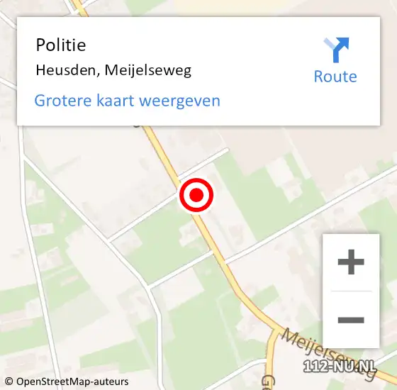 Locatie op kaart van de 112 melding: Politie Heusden, Meijelseweg op 19 maart 2023 20:03