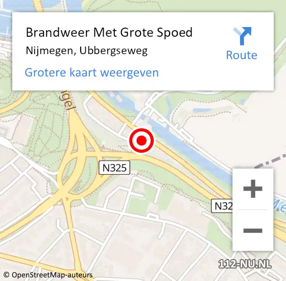 Locatie op kaart van de 112 melding: Brandweer Met Grote Spoed Naar Nijmegen, Ubbergseweg op 19 maart 2023 21:51