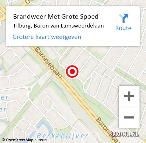 Locatie op kaart van de 112 melding: Brandweer Met Grote Spoed Naar Tilburg, Baron van Lamsweerdelaan op 19 maart 2023 22:32