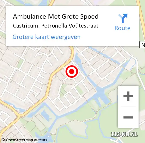 Locatie op kaart van de 112 melding: Ambulance Met Grote Spoed Naar Castricum, Petronella Voûtestraat op 20 maart 2023 00:19