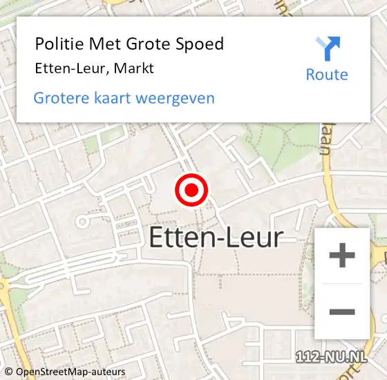 Locatie op kaart van de 112 melding: Politie Met Grote Spoed Naar Etten-Leur, Markt op 20 maart 2023 01:07