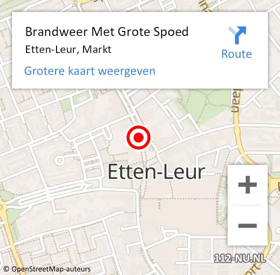 Locatie op kaart van de 112 melding: Brandweer Met Grote Spoed Naar Etten-Leur, Markt op 20 maart 2023 01:07