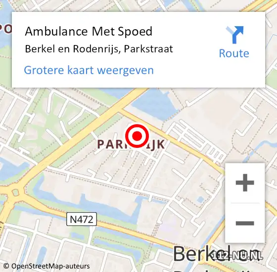 Locatie op kaart van de 112 melding: Ambulance Met Spoed Naar Berkel en Rodenrijs, Parkstraat op 20 maart 2023 03:20