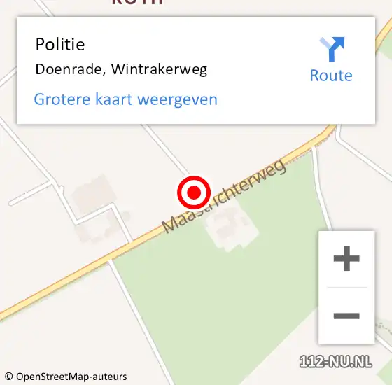 Locatie op kaart van de 112 melding: Politie Doenrade, Wintrakerweg op 20 maart 2023 06:42