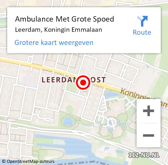 Locatie op kaart van de 112 melding: Ambulance Met Grote Spoed Naar Leerdam, Koningin Emmalaan op 20 maart 2023 08:48