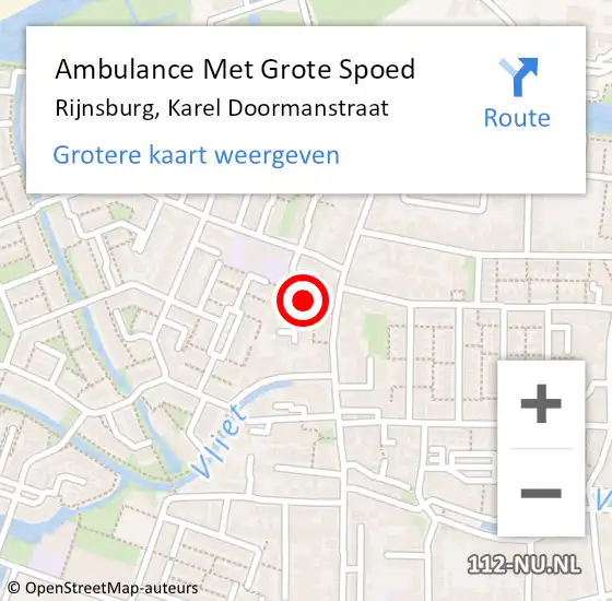 Locatie op kaart van de 112 melding: Ambulance Met Grote Spoed Naar Rijnsburg, Karel Doormanstraat op 20 maart 2023 11:47
