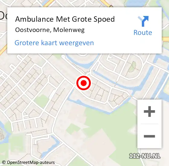 Locatie op kaart van de 112 melding: Ambulance Met Grote Spoed Naar Oostvoorne, Molenweg op 20 maart 2023 12:25