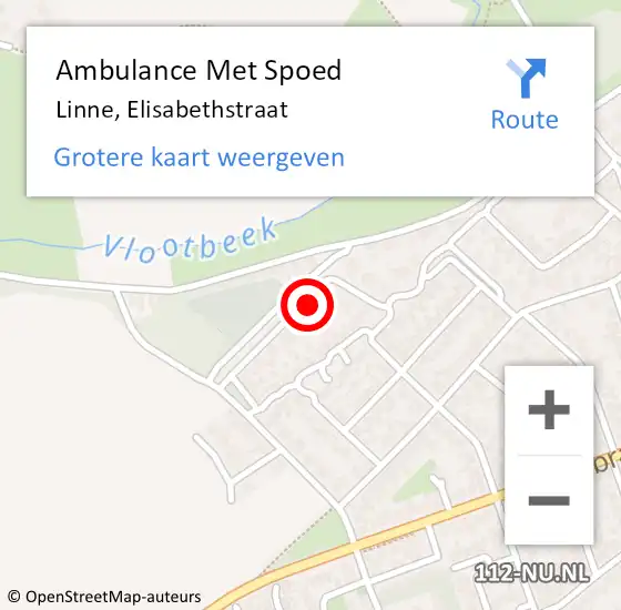 Locatie op kaart van de 112 melding: Ambulance Met Spoed Naar Linne, Elisabethstraat op 20 maart 2023 14:37