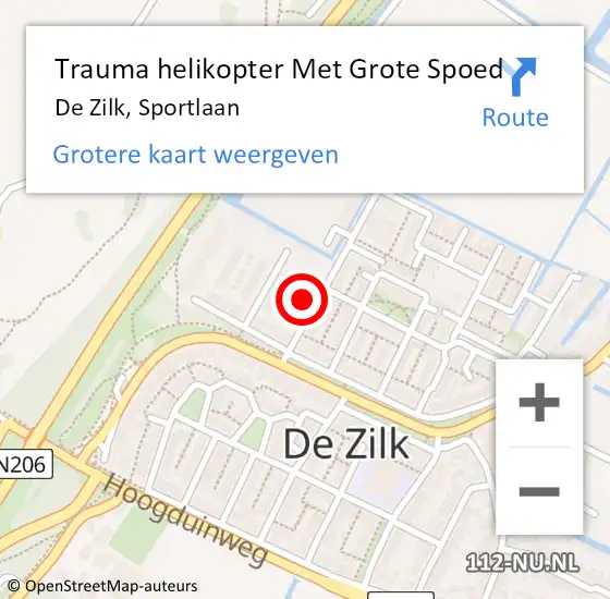 Locatie op kaart van de 112 melding: Trauma helikopter Met Grote Spoed Naar De Zilk, Sportlaan op 20 maart 2023 15:07