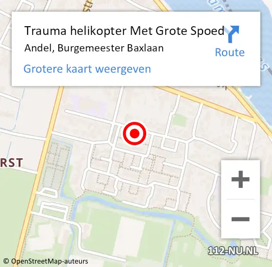 Locatie op kaart van de 112 melding: Trauma helikopter Met Grote Spoed Naar Andel, Burgemeester Baxlaan op 20 maart 2023 17:33