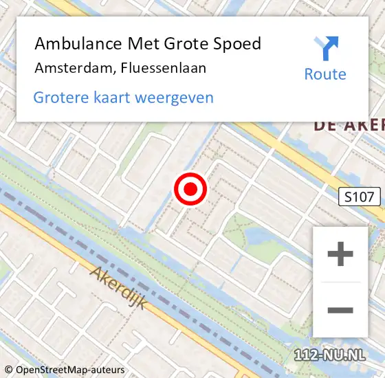 Locatie op kaart van de 112 melding: Ambulance Met Grote Spoed Naar Amsterdam, Fluessenlaan op 20 maart 2023 17:40