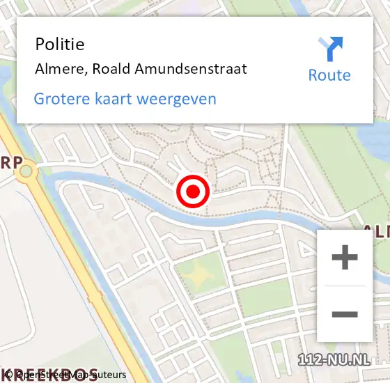 Locatie op kaart van de 112 melding: Politie Almere, Roald Amundsenstraat op 20 maart 2023 19:48