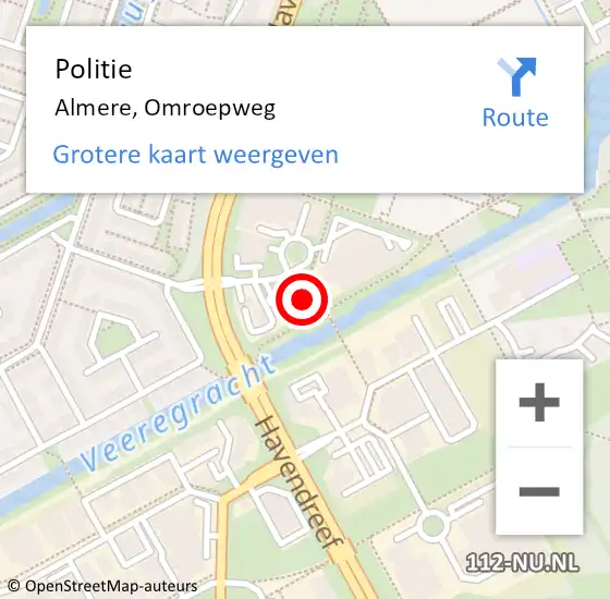 Locatie op kaart van de 112 melding: Politie Almere, Omroepweg op 20 maart 2023 20:44