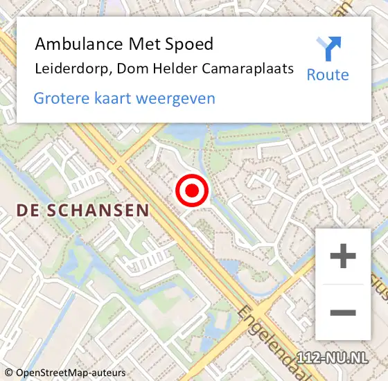Locatie op kaart van de 112 melding: Ambulance Met Spoed Naar Leiderdorp, Dom Helder Camaraplaats op 20 maart 2023 22:54
