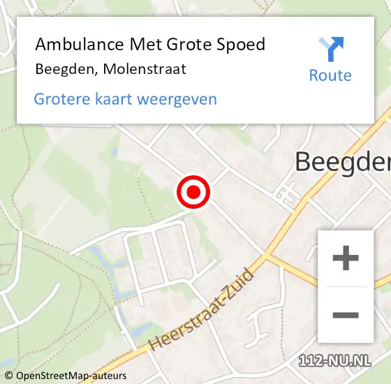 Locatie op kaart van de 112 melding: Ambulance Met Grote Spoed Naar Beegden, Molenstraat op 20 maart 2023 23:12