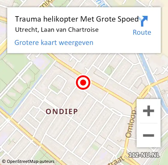 Locatie op kaart van de 112 melding: Trauma helikopter Met Grote Spoed Naar Utrecht, Laan van Chartroise op 21 maart 2023 00:05