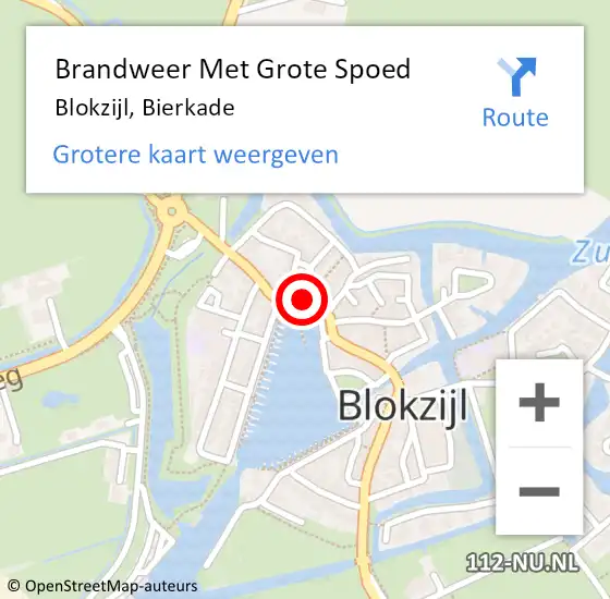 Locatie op kaart van de 112 melding: Brandweer Met Grote Spoed Naar Blokzijl, Bierkade op 21 maart 2023 07:09