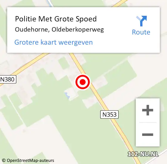 Locatie op kaart van de 112 melding: Politie Met Grote Spoed Naar Oudehorne, Oldeberkoperweg op 21 maart 2023 08:05