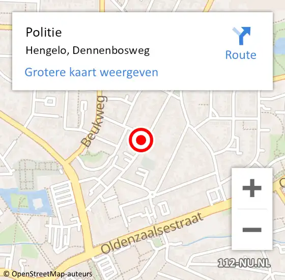 Locatie op kaart van de 112 melding: Politie Hengelo, Dennenbosweg op 21 maart 2023 08:36