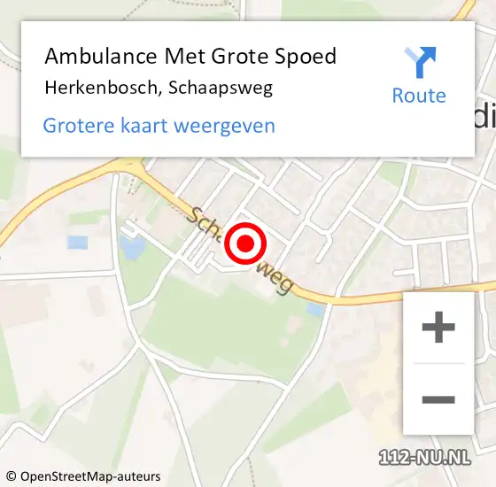 Locatie op kaart van de 112 melding: Ambulance Met Grote Spoed Naar Herkenbosch, Schaapsweg op 21 maart 2023 08:41
