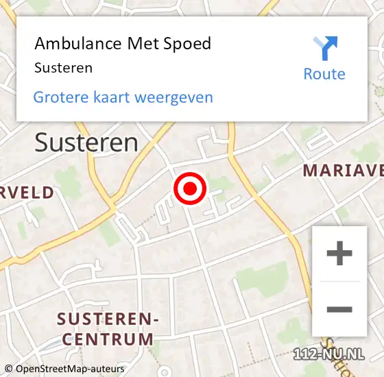 Locatie op kaart van de 112 melding: Ambulance Met Spoed Naar Susteren op 21 maart 2023 09:38