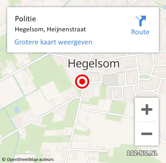 Locatie op kaart van de 112 melding: Politie Hegelsom, Heijnenstraat op 21 maart 2023 10:35