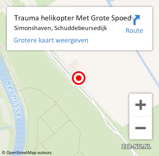 Locatie op kaart van de 112 melding: Trauma helikopter Met Grote Spoed Naar Simonshaven, Schuddebeursedijk op 21 maart 2023 10:37