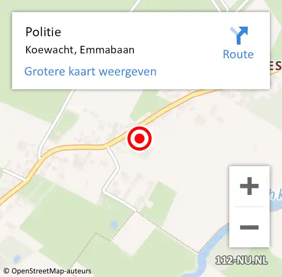 Locatie op kaart van de 112 melding: Politie Koewacht, Emmabaan op 21 maart 2023 12:18