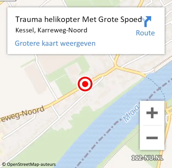 Locatie op kaart van de 112 melding: Trauma helikopter Met Grote Spoed Naar Kessel, Karreweg-Noord op 21 maart 2023 12:30