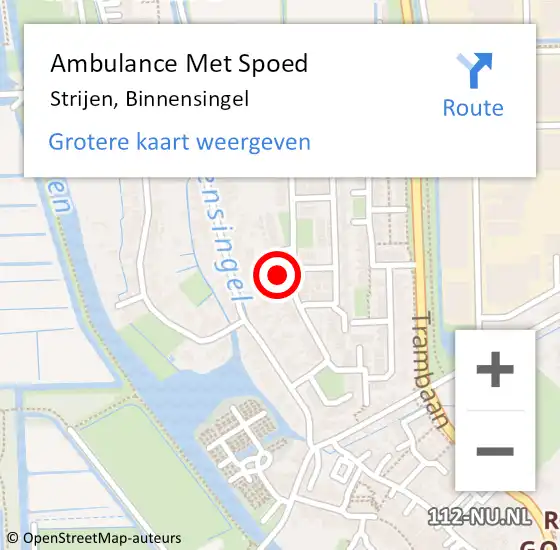 Locatie op kaart van de 112 melding: Ambulance Met Spoed Naar Strijen, Binnensingel op 21 maart 2023 12:39