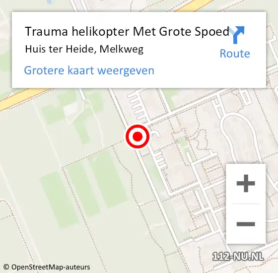 Locatie op kaart van de 112 melding: Trauma helikopter Met Grote Spoed Naar Huis ter Heide, Melkweg op 21 maart 2023 13:11