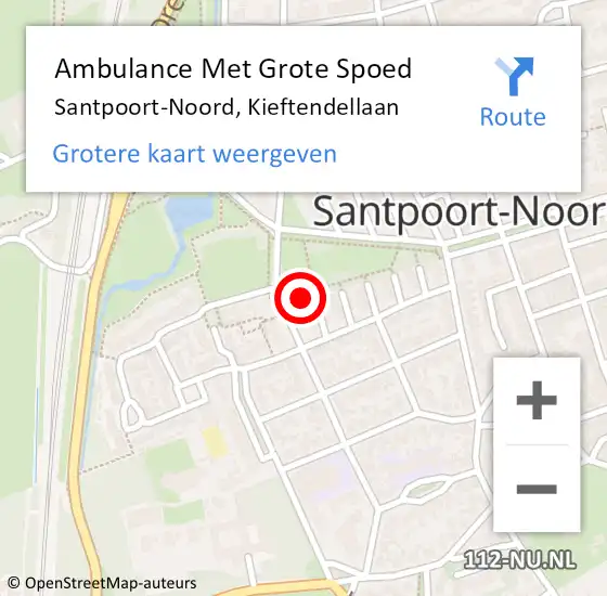 Locatie op kaart van de 112 melding: Ambulance Met Grote Spoed Naar Santpoort-Noord, Kieftendellaan op 21 maart 2023 15:27
