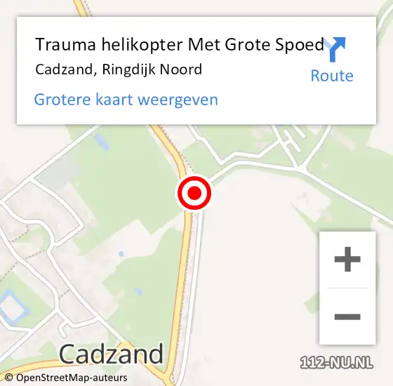Locatie op kaart van de 112 melding: Trauma helikopter Met Grote Spoed Naar Cadzand, Ringdijk Noord op 21 maart 2023 17:13