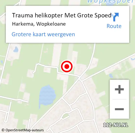 Locatie op kaart van de 112 melding: Trauma helikopter Met Grote Spoed Naar Harkema, Wopkeloane op 21 maart 2023 17:44