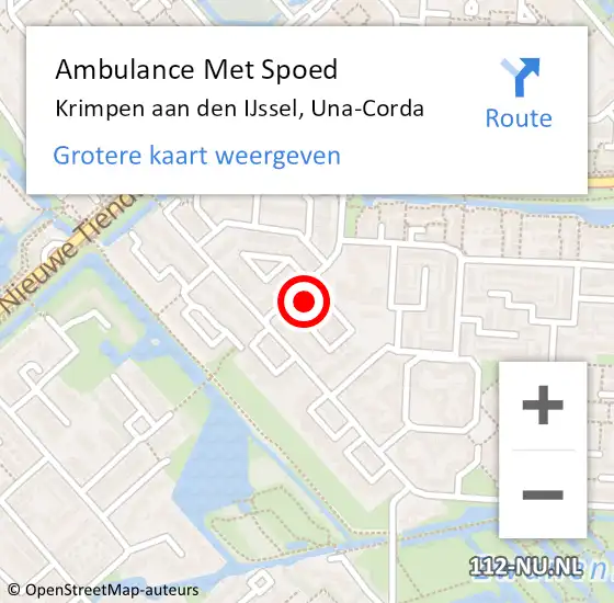 Locatie op kaart van de 112 melding: Ambulance Met Spoed Naar Krimpen aan den IJssel, Una-Corda op 21 maart 2023 18:51