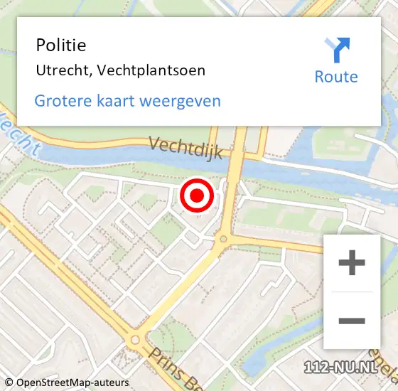 Locatie op kaart van de 112 melding: Politie Utrecht, Vechtplantsoen op 21 maart 2023 19:06