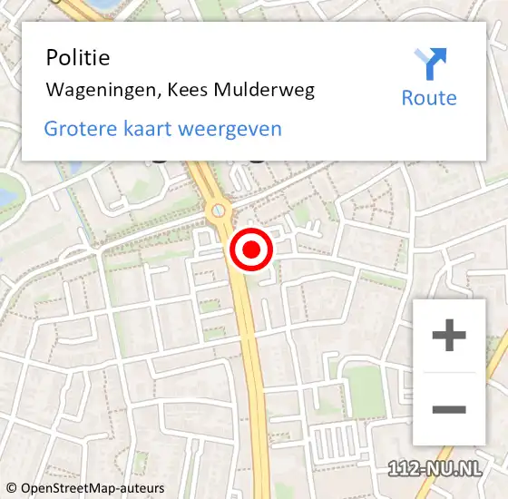 Locatie op kaart van de 112 melding: Politie Wageningen, Kees Mulderweg op 22 maart 2023 09:04