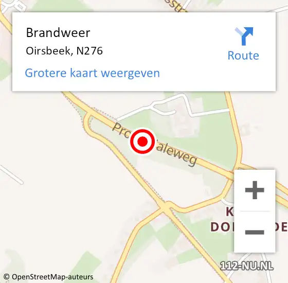Locatie op kaart van de 112 melding: Brandweer Oirsbeek, N276 op 19 augustus 2014 18:54