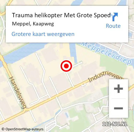 Locatie op kaart van de 112 melding: Trauma helikopter Met Grote Spoed Naar Meppel, Kaapweg op 22 maart 2023 13:24