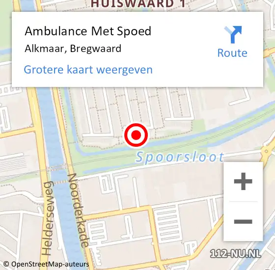 Locatie op kaart van de 112 melding: Ambulance Met Spoed Naar Alkmaar, Bregwaard op 22 maart 2023 16:22