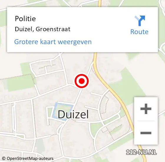 Locatie op kaart van de 112 melding: Politie Duizel, Groenstraat op 22 maart 2023 16:39
