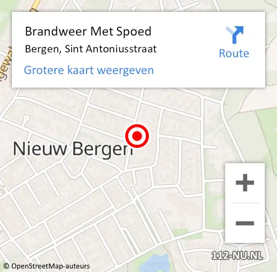 Locatie op kaart van de 112 melding: Brandweer Met Spoed Naar Bergen, Sint Antoniusstraat op 22 maart 2023 16:59