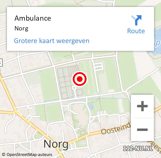Locatie op kaart van de 112 melding: Ambulance Norg op 22 maart 2023 17:26