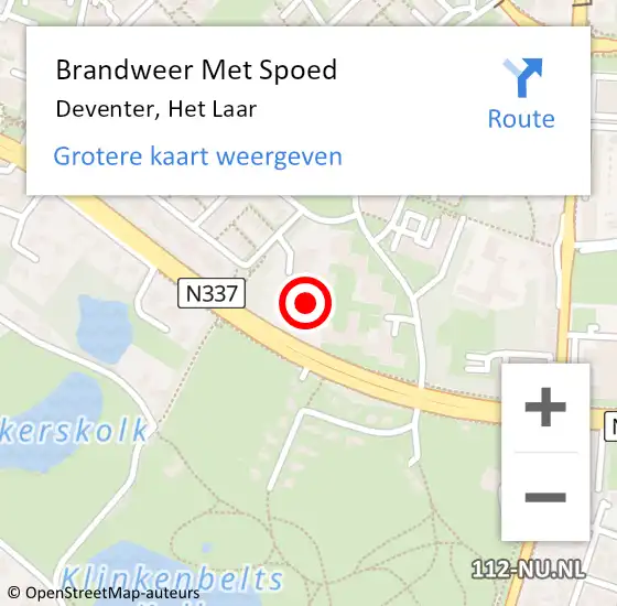 Locatie op kaart van de 112 melding: Brandweer Met Spoed Naar Deventer, Het Laar op 22 maart 2023 17:31