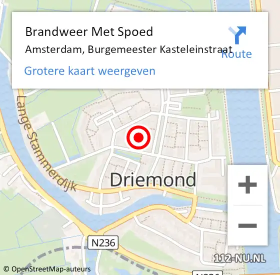 Locatie op kaart van de 112 melding: Brandweer Met Spoed Naar Amsterdam, Burgemeester Kasteleinstraat op 22 maart 2023 17:33