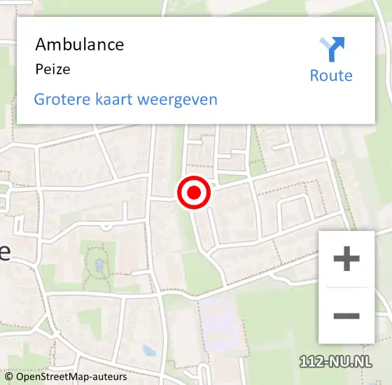 Locatie op kaart van de 112 melding: Ambulance Peize op 22 maart 2023 18:40