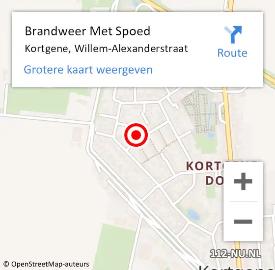 Locatie op kaart van de 112 melding: Brandweer Met Spoed Naar Kortgene, Willem-Alexanderstraat op 22 maart 2023 20:30