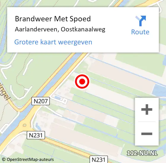 Locatie op kaart van de 112 melding: Brandweer Met Spoed Naar Aarlanderveen, Oostkanaalweg op 23 maart 2023 00:31